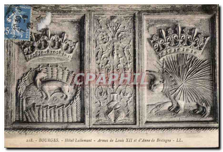 Bourges - Hôtel Laillemant - Armes de Louis XII et d'Anne de Bretagne - LL.