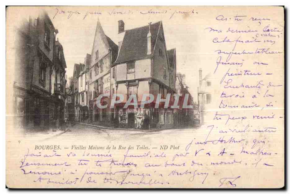 CPA Bourges vieilles maisons de la rue des toiles 