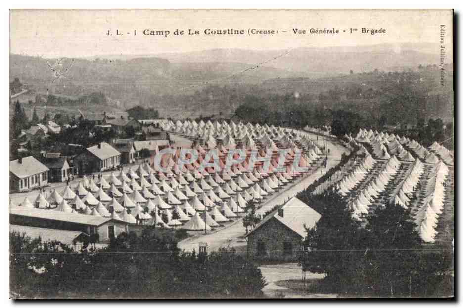 Camp de La Courtine (Creuse) — Vue Générale — 1ère Brigade — Édition J. L. - R. Zellman, Vienne