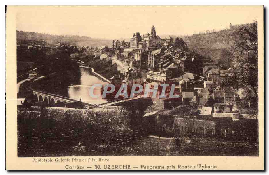 CPA Correze Uzerche Panorama pris Route d Eyturie