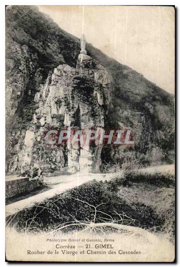 CPA Correze Gimel Rocher de la Vierge et Chemin des Cascades