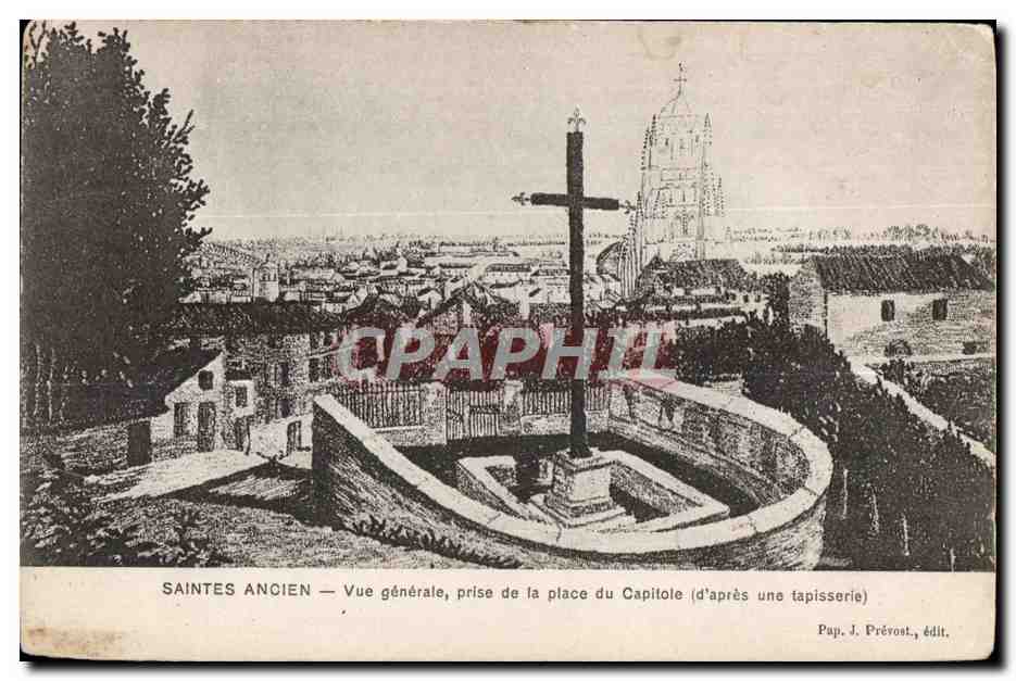 CPA Saintes ancien vue generale prise de la place du capitole (d apres une tapisserie)
