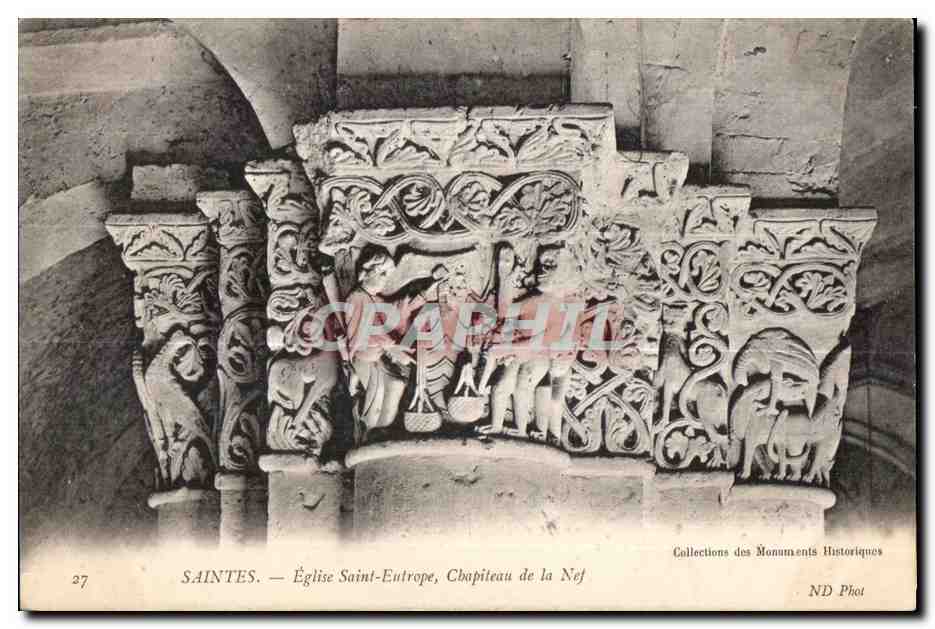 CPA Saintes eglise saint eutrope chapiteau de la nef
