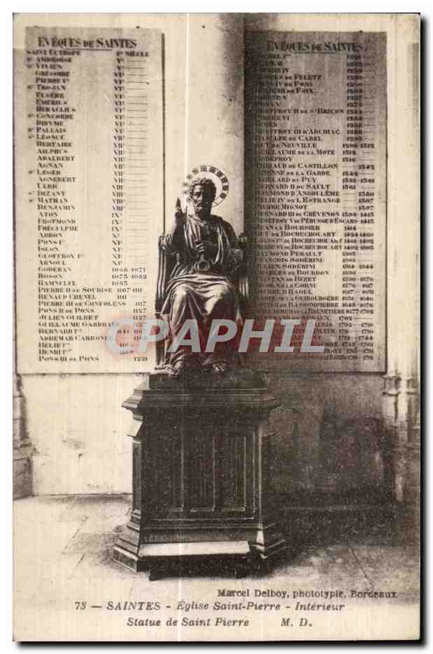 CPA Saintes eglise saint pierre interieur statue de saint pierre 