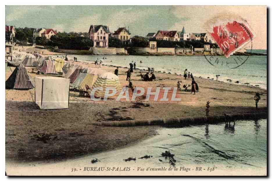 CPA Bureau st palais vue d ensemble de la plage 