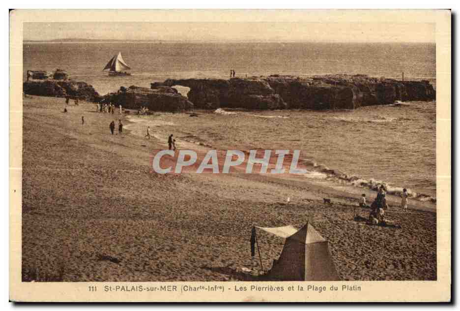 St-Palais-sur-Mer (Charente-Inférieure) — The Pierrières and Platine Beach — Vintage Postcard/Antike Ansichtskarte CPAPHIL n°111