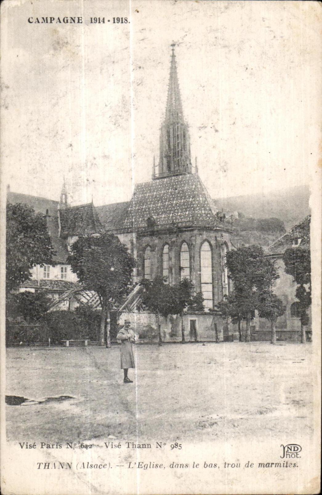 Thann - L Eglise dans le bas - trou de marmites - CPA 