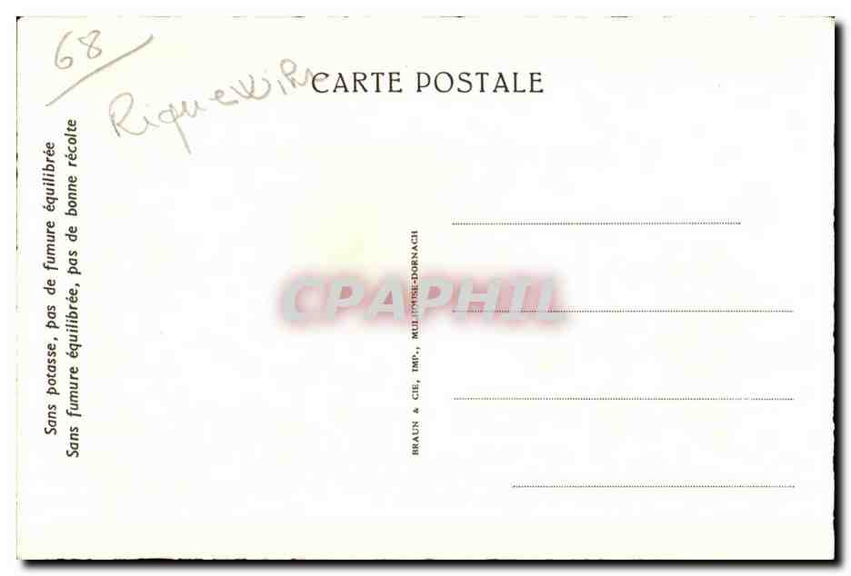 Un pressoir à Riquewihr — gravure — Hans — Verso