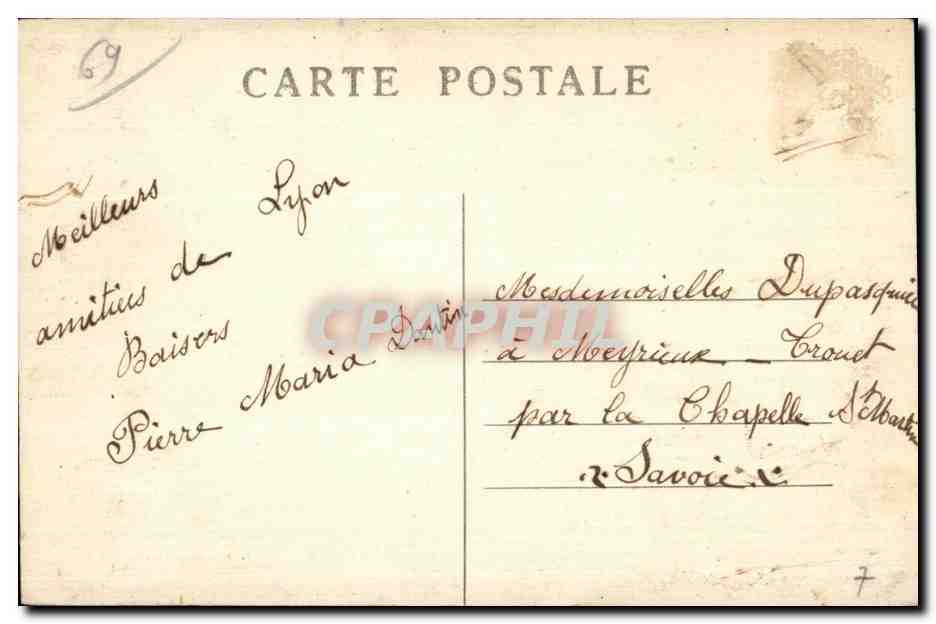 CPA Un Bonjour De Lyon — Verso