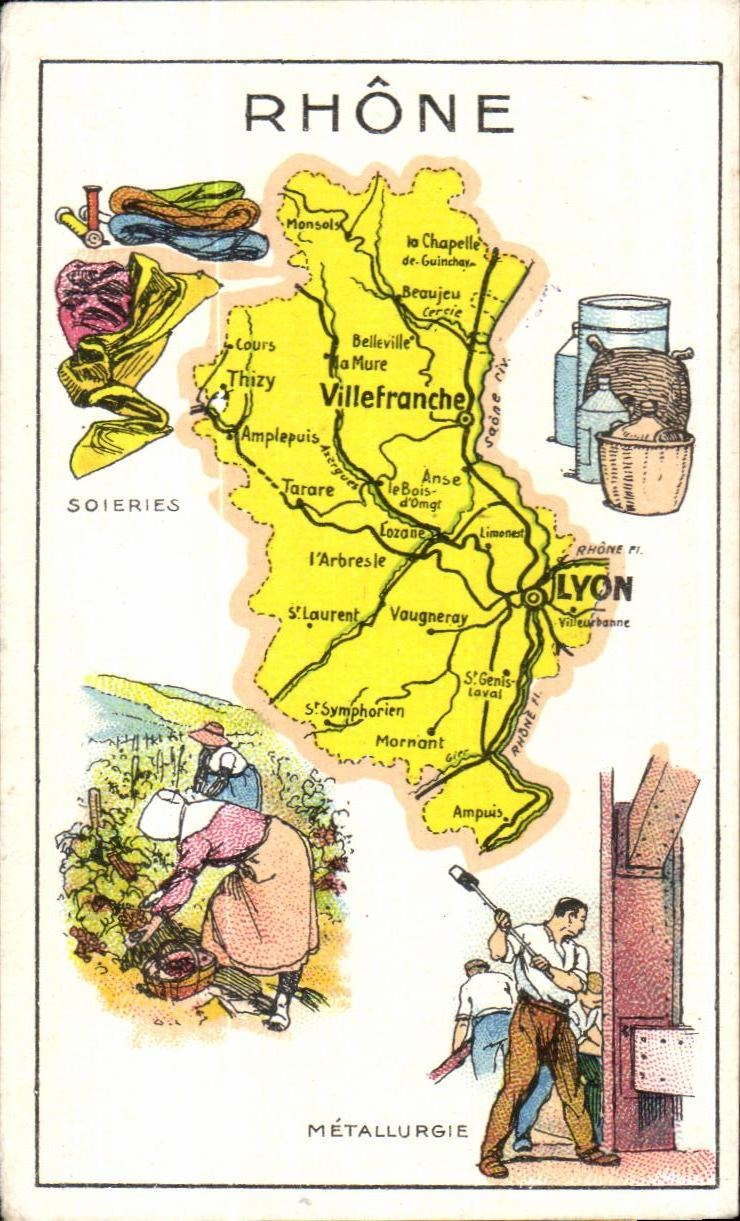 Carte image Rhone Lyon Metallurgie