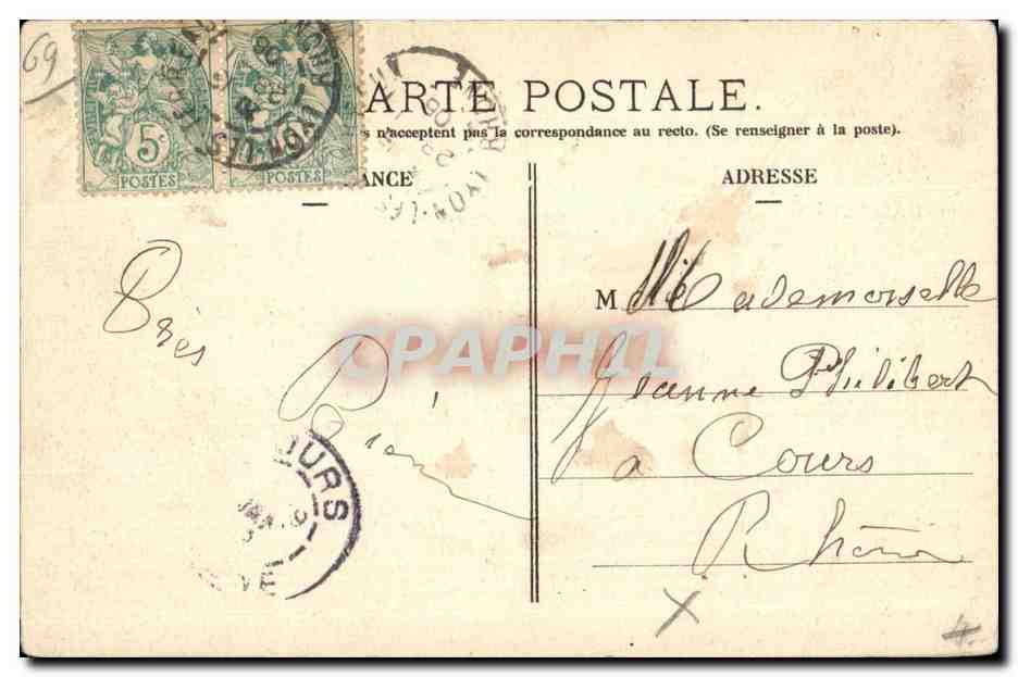 CPA Lyon Fontaine et Place des Jacobins — Rückseite