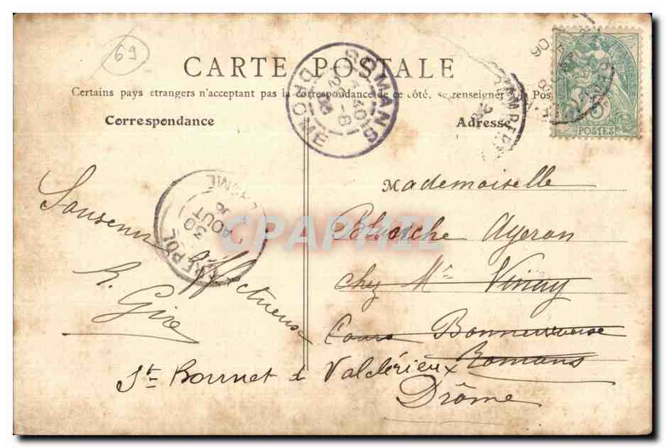 CPA Lyon Ile Barbe Le Pont Suspendu — Verso