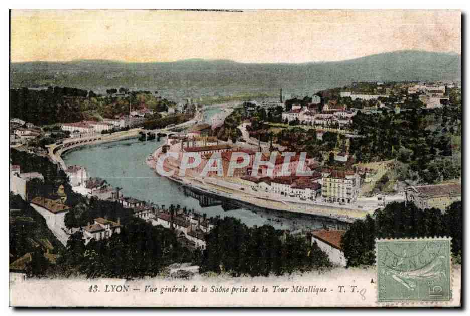 CPA Lyon Vue generale de la Saone prise de la Tour Melallique