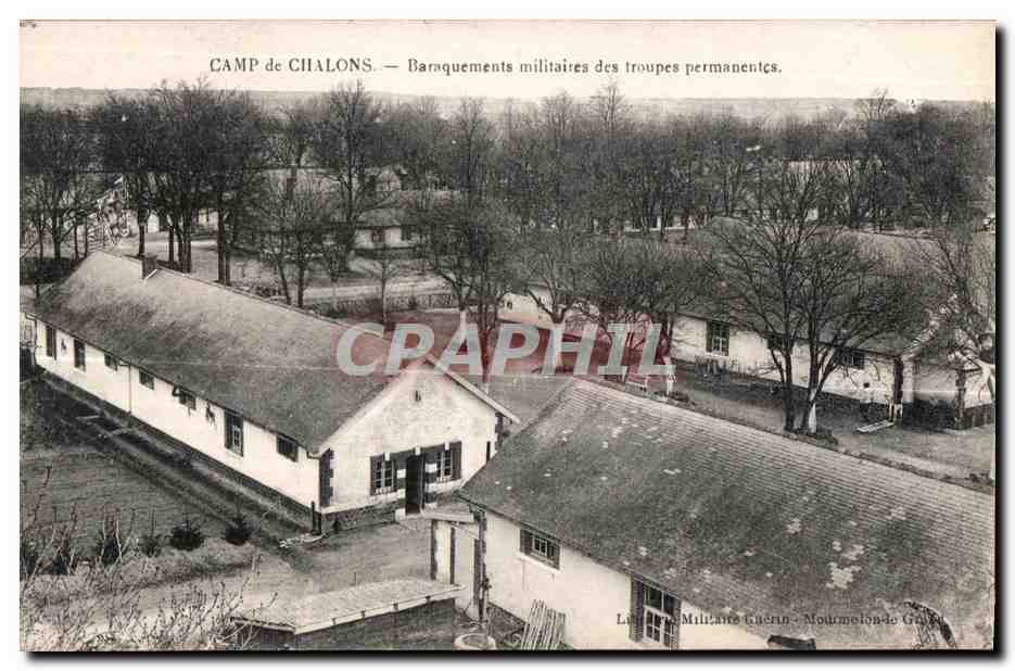 CPA Chalon Camp de Baraquements millitaires des troupes permanents
