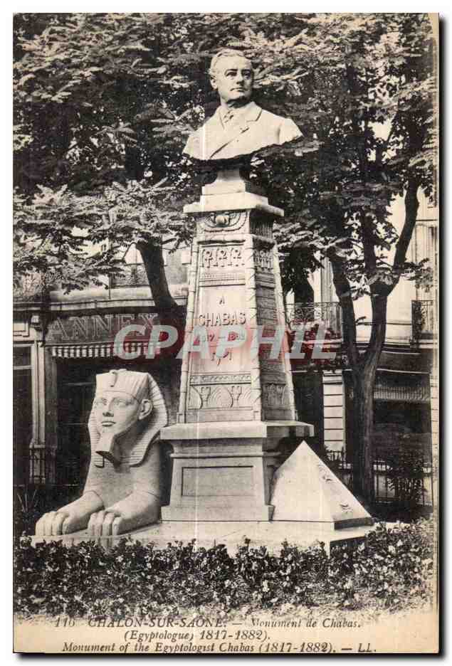 CPA Chalon sur Sanone Wonumenl de Chabas (Egyptologue) MOunenl of the Egyptologue Chabas