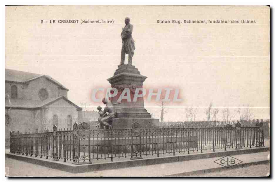 Le Creusot (Saône-et-Loire) — Statue Eug. Schneider, fondateur des Usines — C-L-B