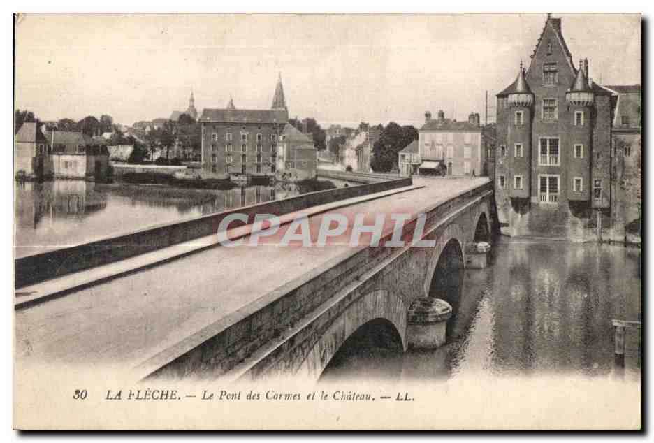 CPA La Fleche Le Pont des Carmes et le Chateau