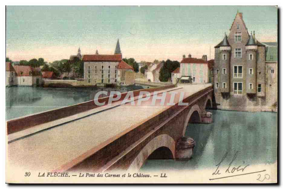 CPA La Fleche Le Pont des Carmes et le Chateau