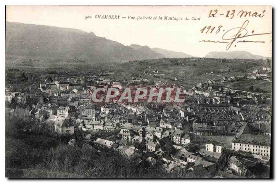 CPA Chambery Vue generale et la Montagne du Chat