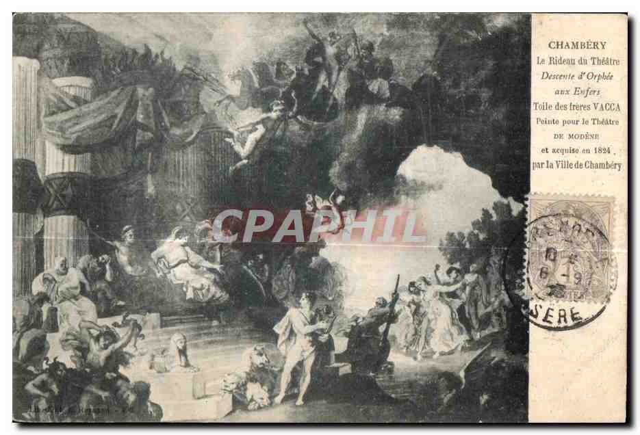 CPA Chambery Le Rideau du Theatre Descente d orphee aux Enfers Toile des freres Vacca