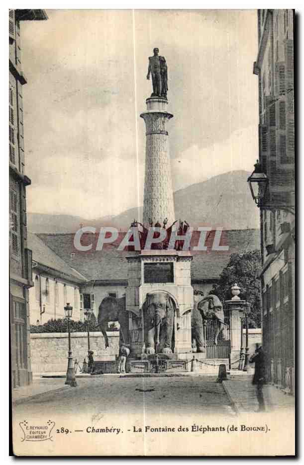 CPA Chambery la fontaine des elephants (de boigne)