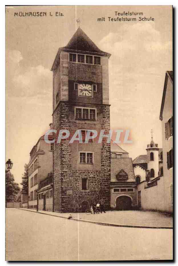 CPA Mulhausen 1 eis Teufelsturm mit teufelsturm schule