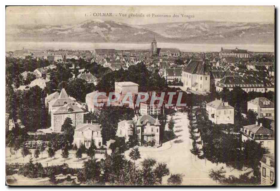 CPA Colmar Vue generale et Panorama des Vosges