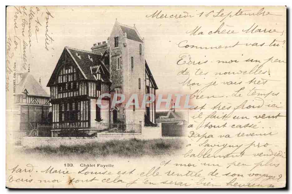 Châlet Fayelle — vue du château à Châlet Fayelle — éditeur Hébert, n° 133