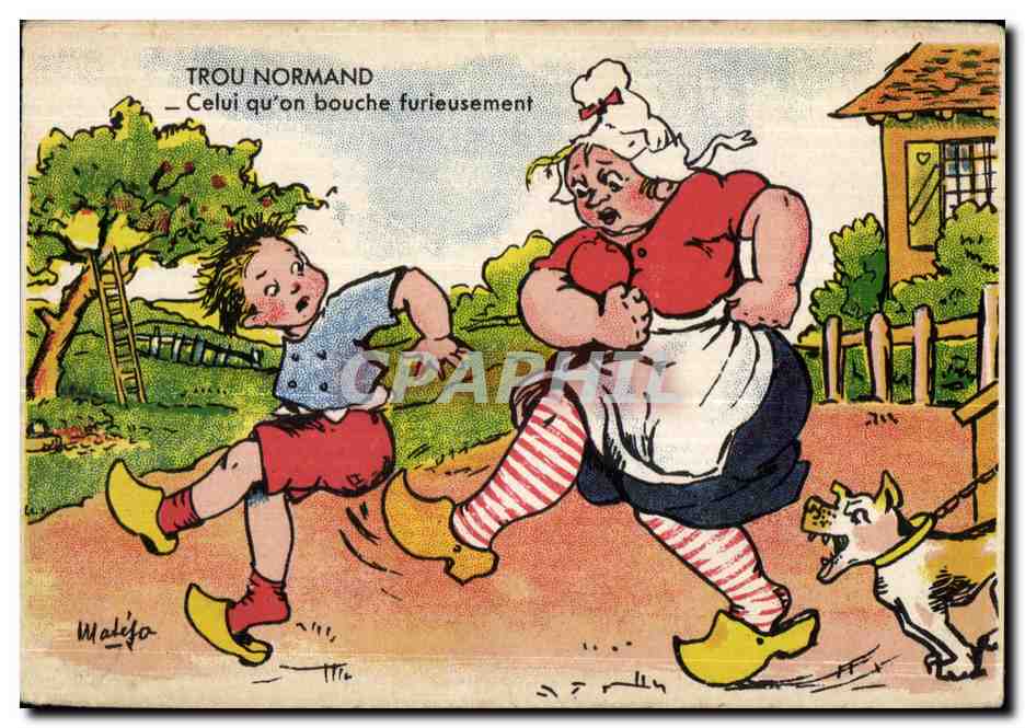 CPA Trou Normand Celvi qu on bouche furieusement Normandie Humour