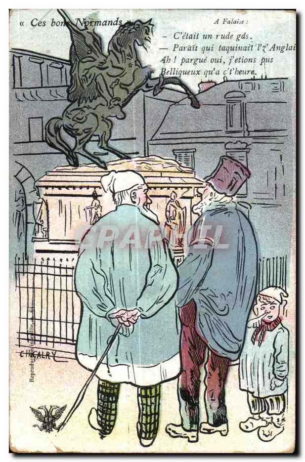 CPA A Falaise Cilait un r ude gas Parait qui taquinail Normandie Folklore Costume Illustrateur