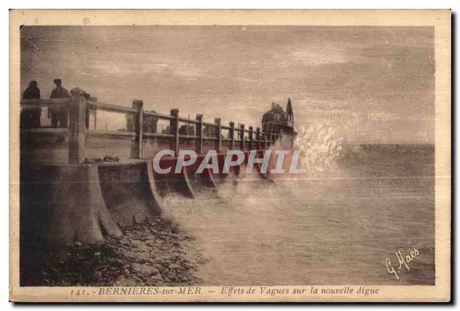 CPA Bernieres Sur Mer Effets de Vagues sur la nouvalle digue