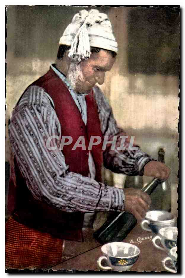 Homme préparant du vin — Éditeur Le Gubly, n° de série non visible