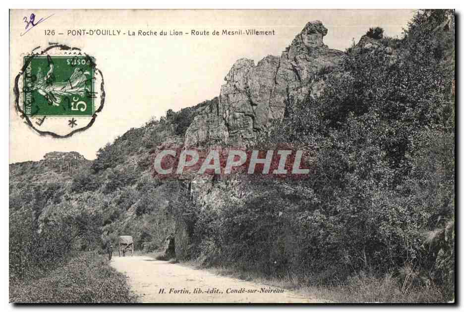 CPA Pont D Ouilly La Roche du Lion Route de Mesnil Villement