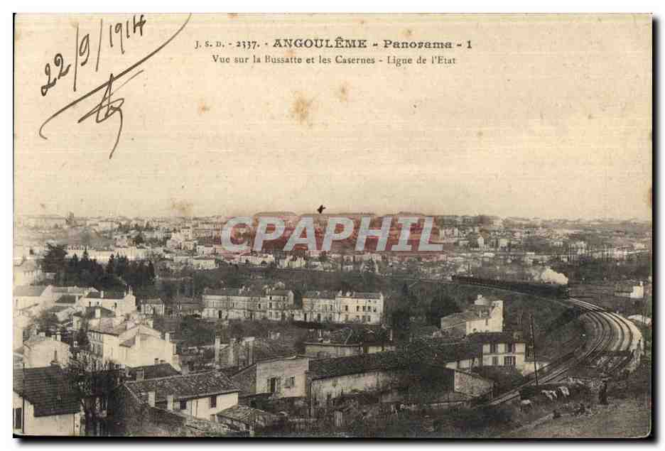 Angoulême - Panorama - View of the Bussatto and the Barracks - State Line