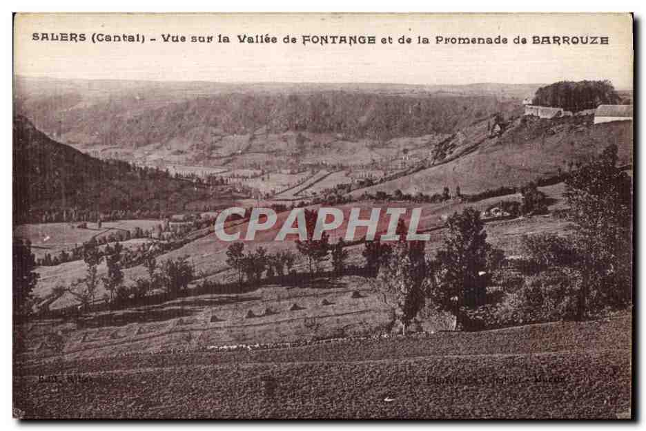 CPA Salers (Cantal) Vue sur la Vallee de Fontange et de la Promenads de Barrouze