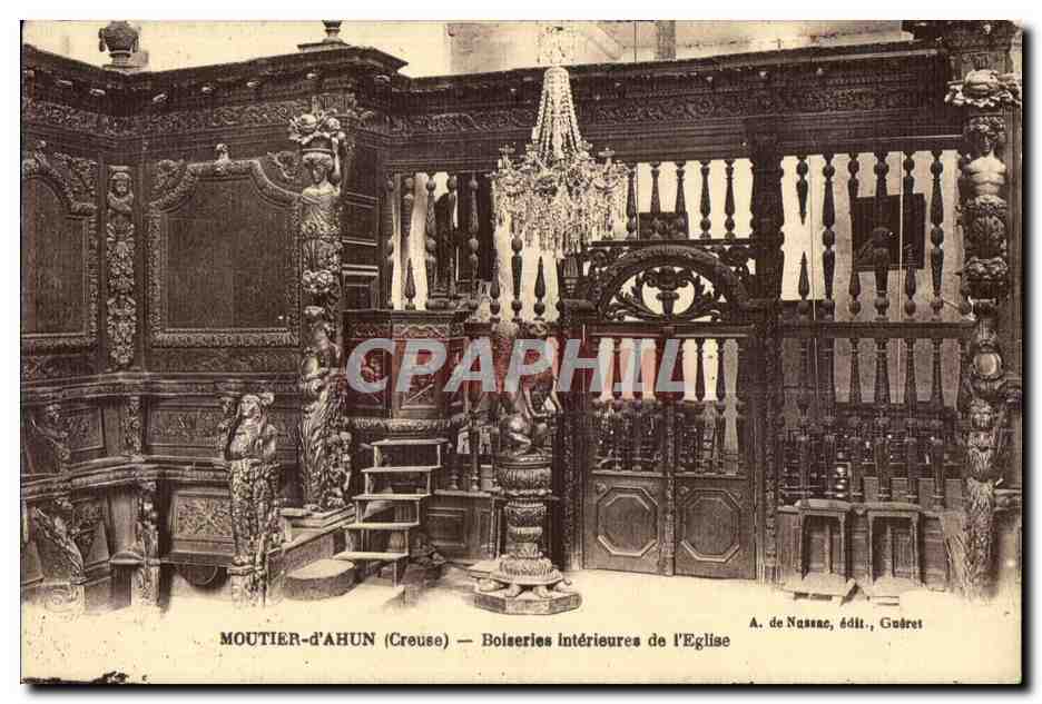 MOUTIER-d'AHUN (Creuse) — Boiseries intérieures de l'Église — A. de Nassac, édit., Gobret