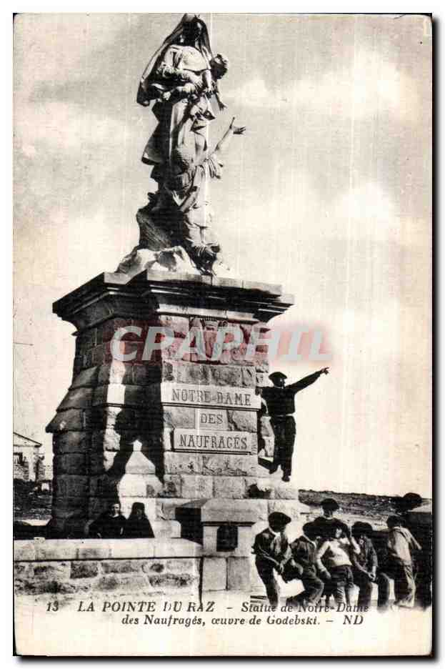 CPA La Pointe du Raz Statter ae Notre Datne des Naufrages ceuvre de Godebski ND