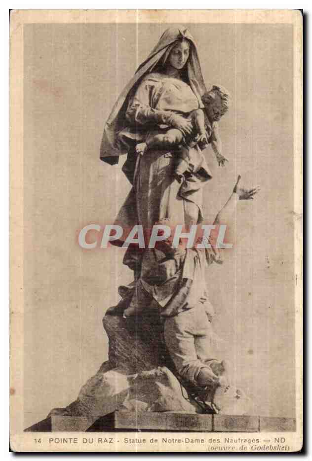 CPA Pointe du Raz Statue de Notre Dame des Naufrages ND
