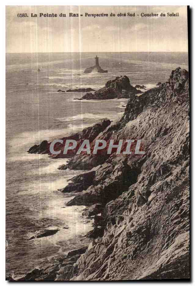 CPA La Pointe Du Raz Perspective de Cote Sud Coucher du Soleil