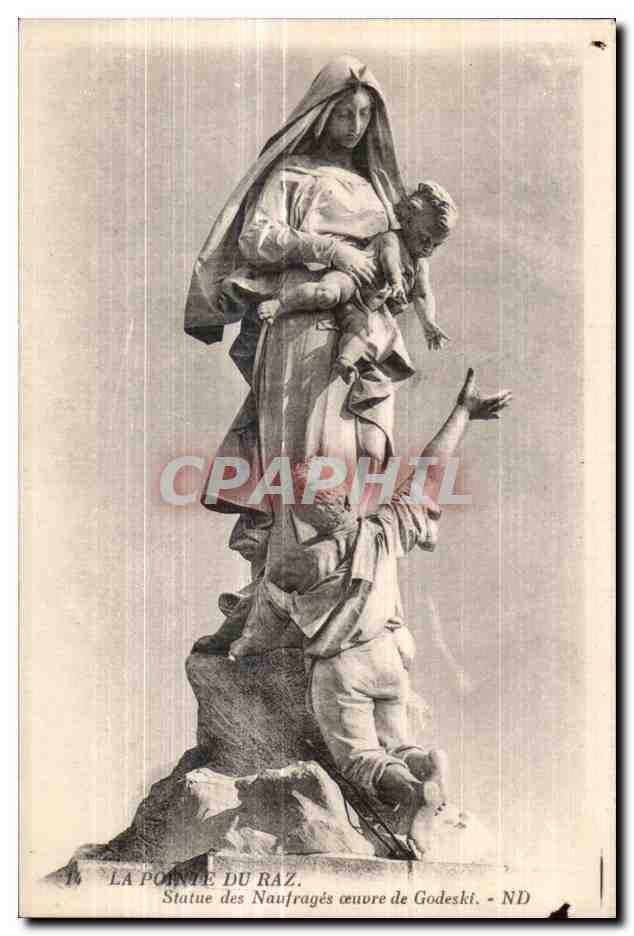 CPA La Pointe du Raz Statue des Naufrages Oeuvre de Godeski ND