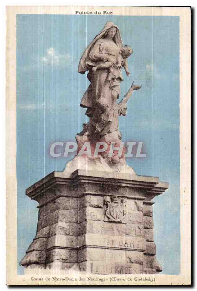 CPA Pointe du Raz Statue de Notre Dame des Naufrages (Oeuvre de Godebsky)