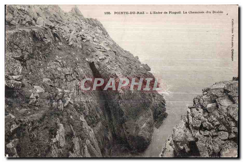 CPA Pointe du Raz L Enter de Plogott La Cheminee Du Diable