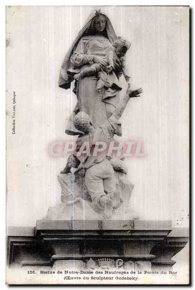 CPA Ponte Du Raz Statue de Notre Darrie Des Naufrages de la Ceuver du Soulpteur Godebsky