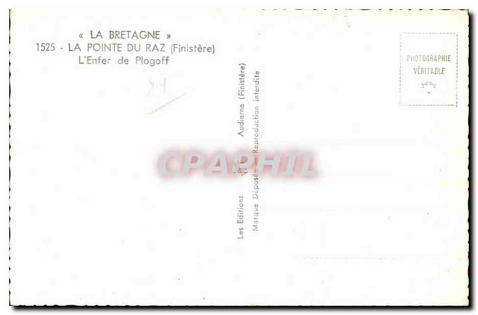 CPA La Pointe Du Raz (Finistere) L Enfer de Plogoff — Rückseite
