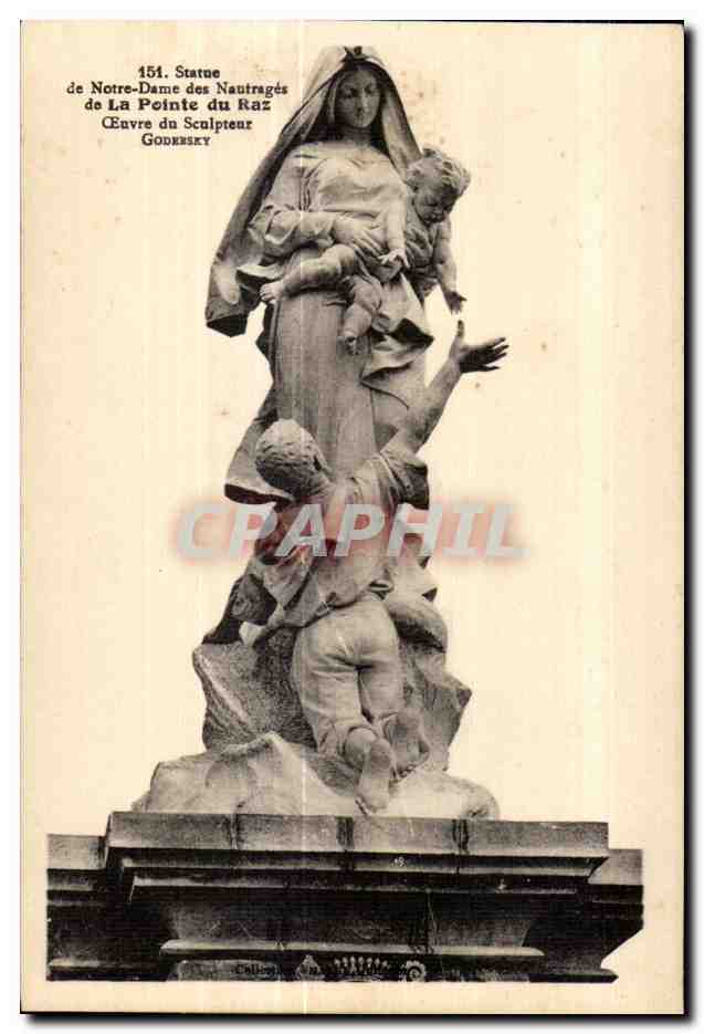 CPA Statue de Notre Dame des Nautrages de La Pointe du Raz Ceuvre du Seulpteur goderesky