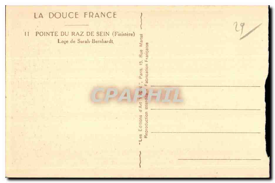 Pointe du Raz de Sein — Finistère — Éditions d'Art Yven, Paris — Reverso