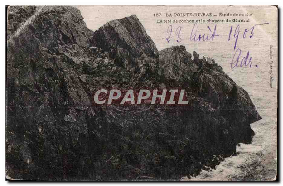 CPA La Pointe Du Raz Etude deroche La tete de Cochon et le chapeau de General