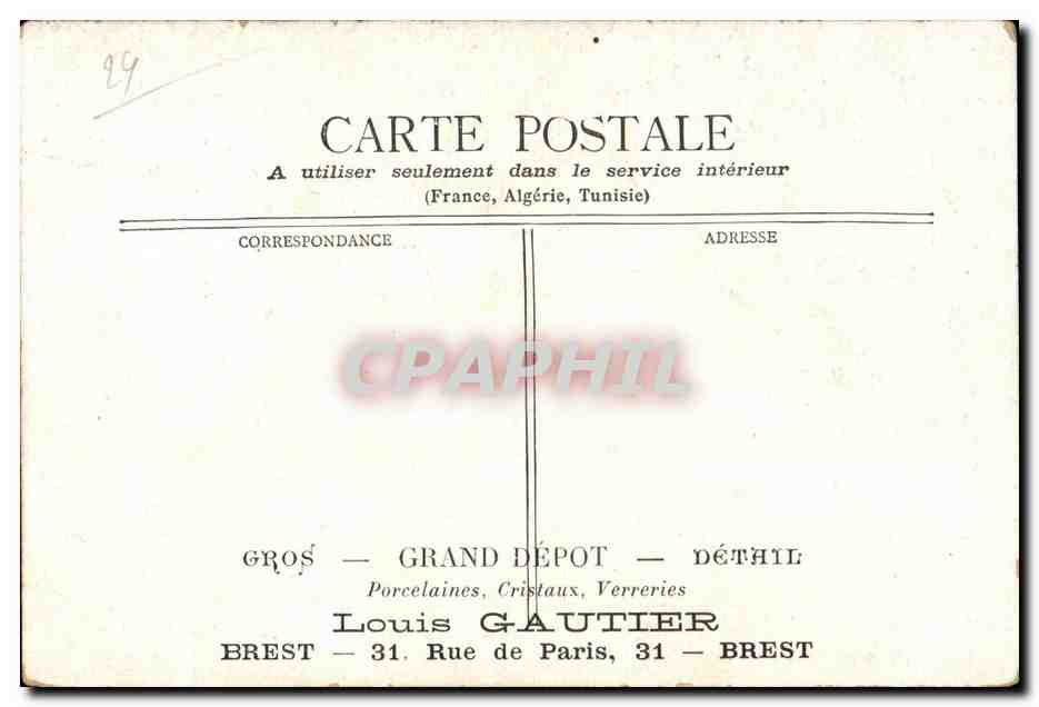 Brest - Gazelles - Louis Gautier - 31 Rue de Paris - CPA  — Rückseite