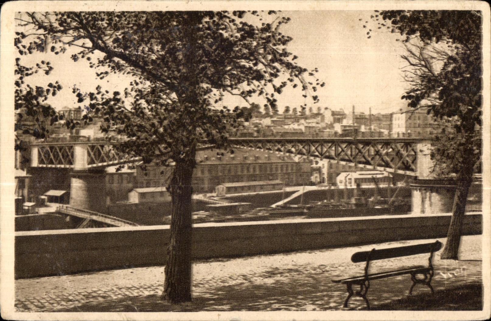 Brest - Le Pont Tournant - vu du Boulevard Thiers - CPA 