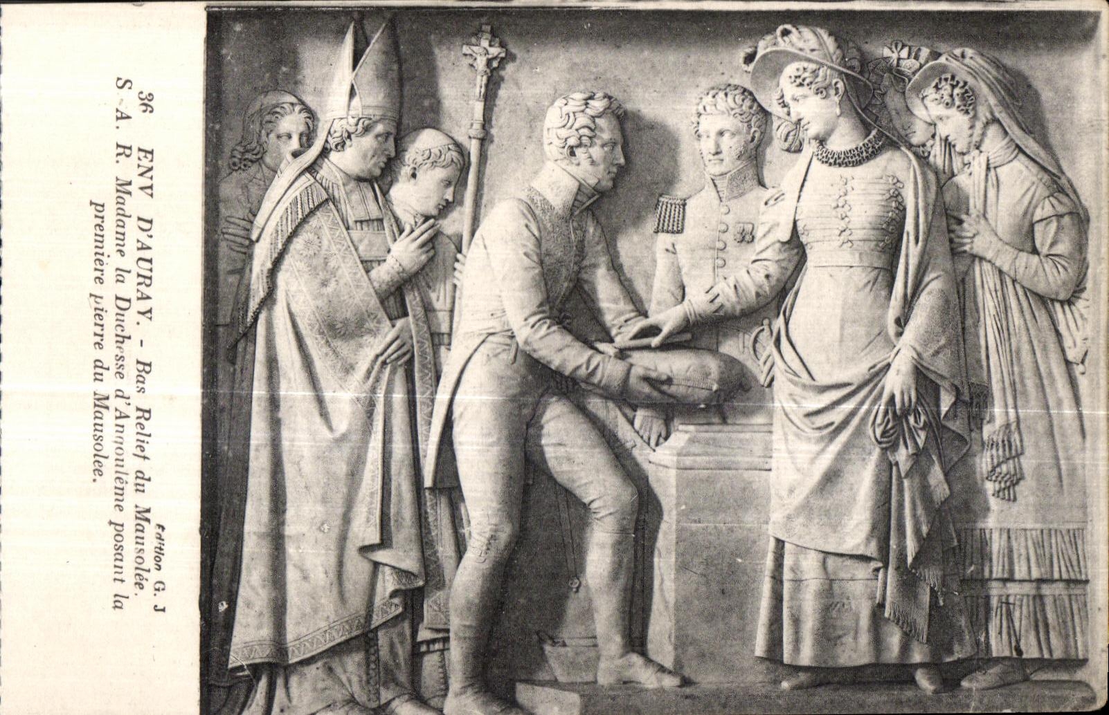 S.A.R. Madame la Duchesse d'Anjou - Bas Relief du Mausolée - première pierre posant la